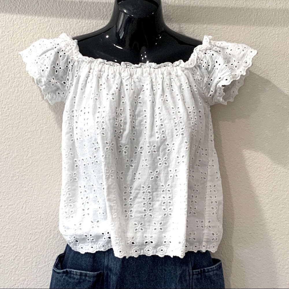Eyelet Lace Peasant Top